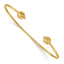 14K Polished with Diamond-cut Beads Cuff Bangle