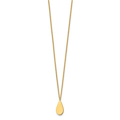 14K Polished and Satin Teardrop w/ 1.25in Ext. Necklace