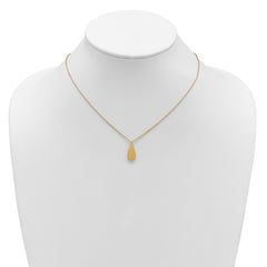 14K Polished and Satin Teardrop w/ 1.25in Ext. Necklace