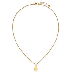 14K Polished and Satin Teardrop w/ 1.25in Ext. Necklace