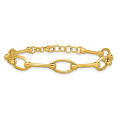 14K Polished Bar and Oval Link w/ .5in Ext. Bracelet