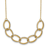14K Two-tone Pol/Texture/Dia-cut Oval w/ 1in Ext. Necklace