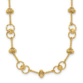 14K Polished/Dia-cut Twisted Circles w/ 1in Ext. Necklace
