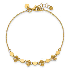 14K Polished D/C Beaded Fancy Circles w/.5in Ext. Bracelet