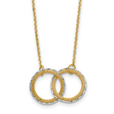 14KTT Pol/Texture/Dia-cut Circles w/ 2in Ext. Necklace