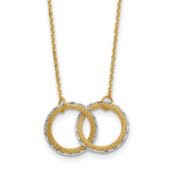 14KTT Pol/Texture/Dia-cut Circles w/ 2in Ext. Necklace
