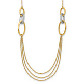 14K Two-tone Polished Fancy CZ Ovals w/1in Ext. Necklace