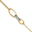14K Two-tone Polished Fancy CZ Ovals w/.75in Ext. Bracelet