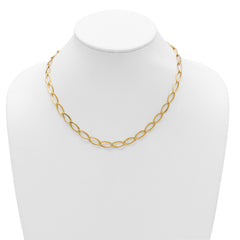 14K Polished Fancy Oval Link Necklace
