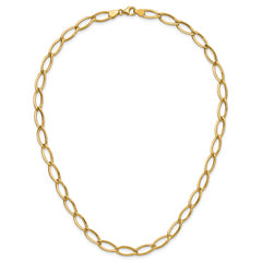 14K Polished Fancy Oval Link Necklace
