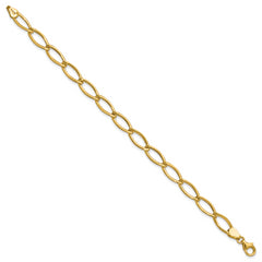 14K Polished Fancy Oval Link Bracelet
