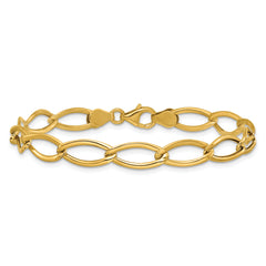 14K Polished Fancy Oval Link Bracelet