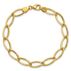 14K Polished Fancy Oval Link Bracelet