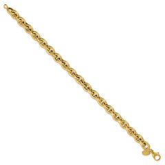 14K Polished 6.5mm Flat Edge Cable Link Bracelet