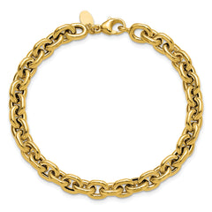 14K Polished 6.5mm Flat Edge Cable Link Bracelet