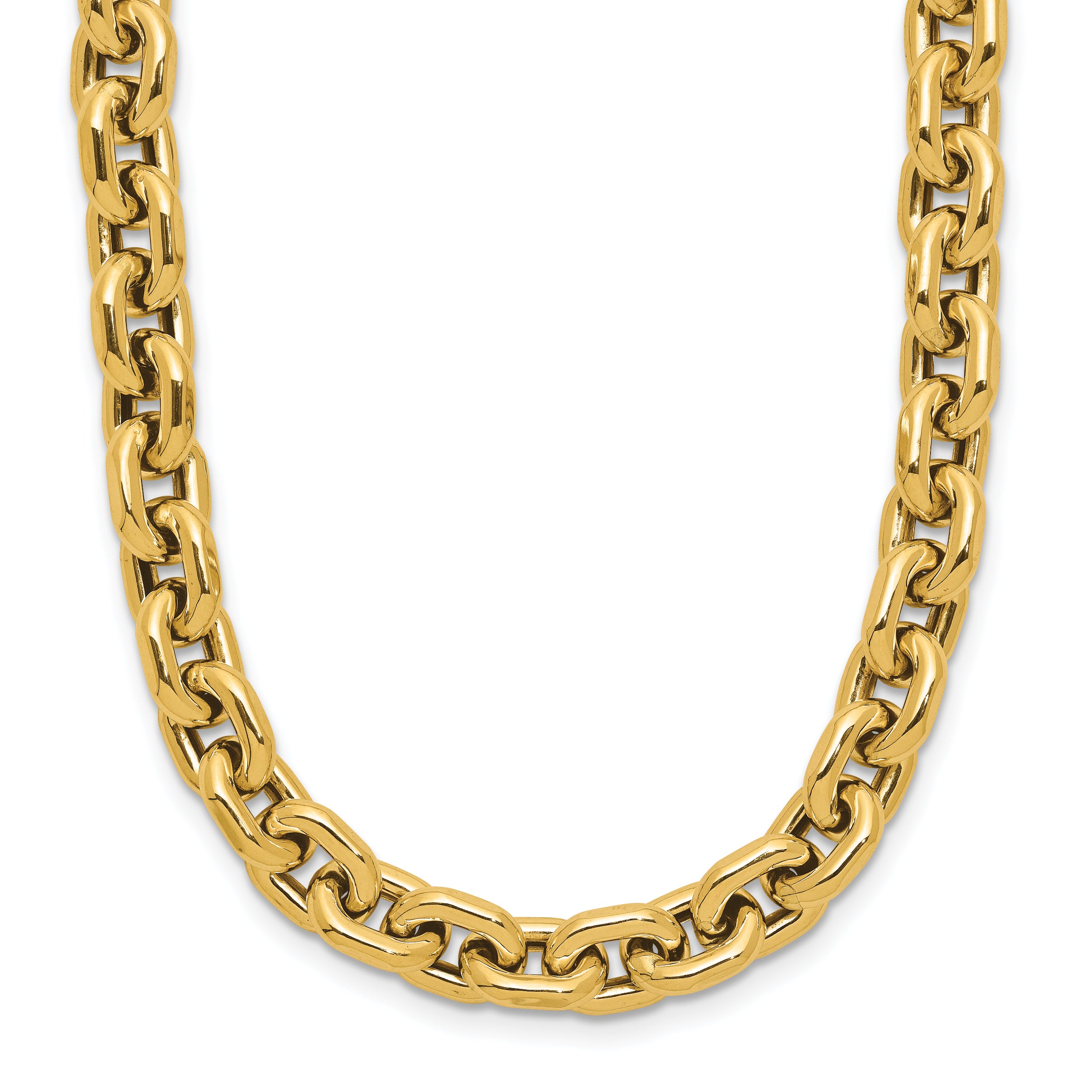 14K Polished 7.0mm Flat Edge Cable Link Necklace