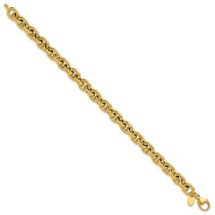 14K Polished 7.0mm Flat Edge Cable Link Bracelet