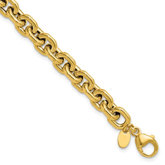14K Polished 7.0mm Flat Edge Cable Link Bracelet