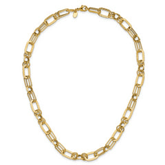 14K Polished and Textured Fancy Greek Key Link Necklace