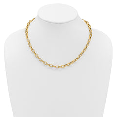 14K Polished 5.5mm Fancy Oval Link Necklace