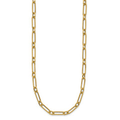 14K Polished and Textured 4.2mm Fancy Link Necklace