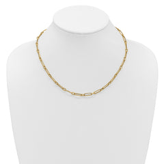 14K Polished and Textured 4.2mm Fancy Link Necklace
