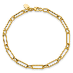 14K Polished and Textured 4.2mm Fancy Link Bracelet