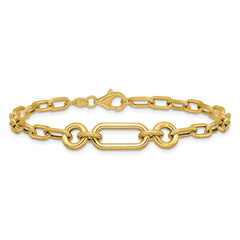 14K Polished Fancy Mixed Link Bracelet