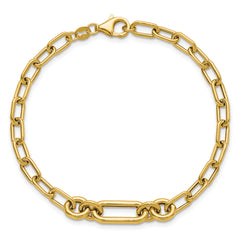 14K Polished Fancy Mixed Link Bracelet