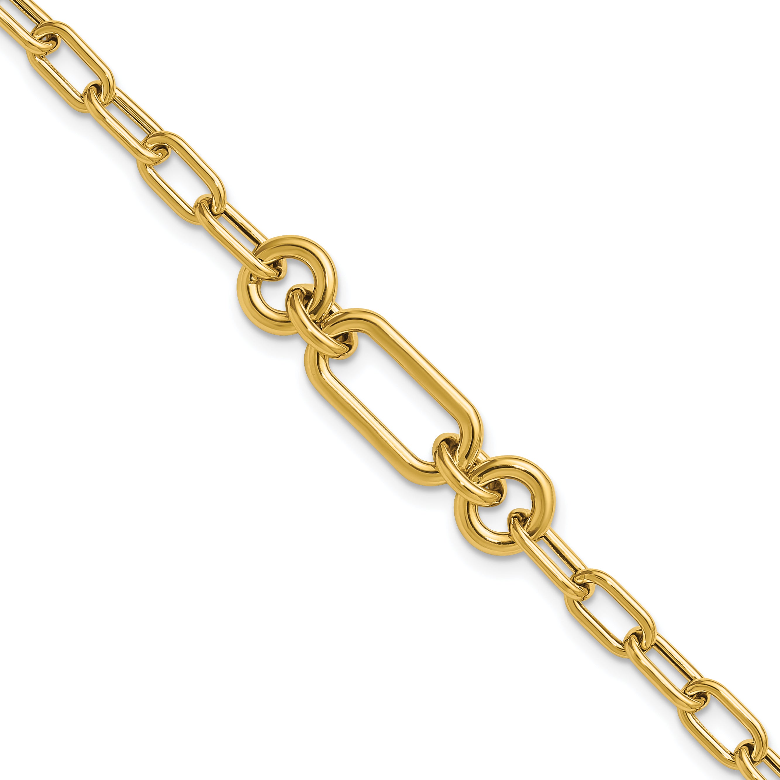 14K Polished Fancy Mixed Link Bracelet