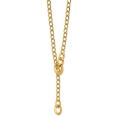 14K Polished Fancy Curb Link Lariat Necklace