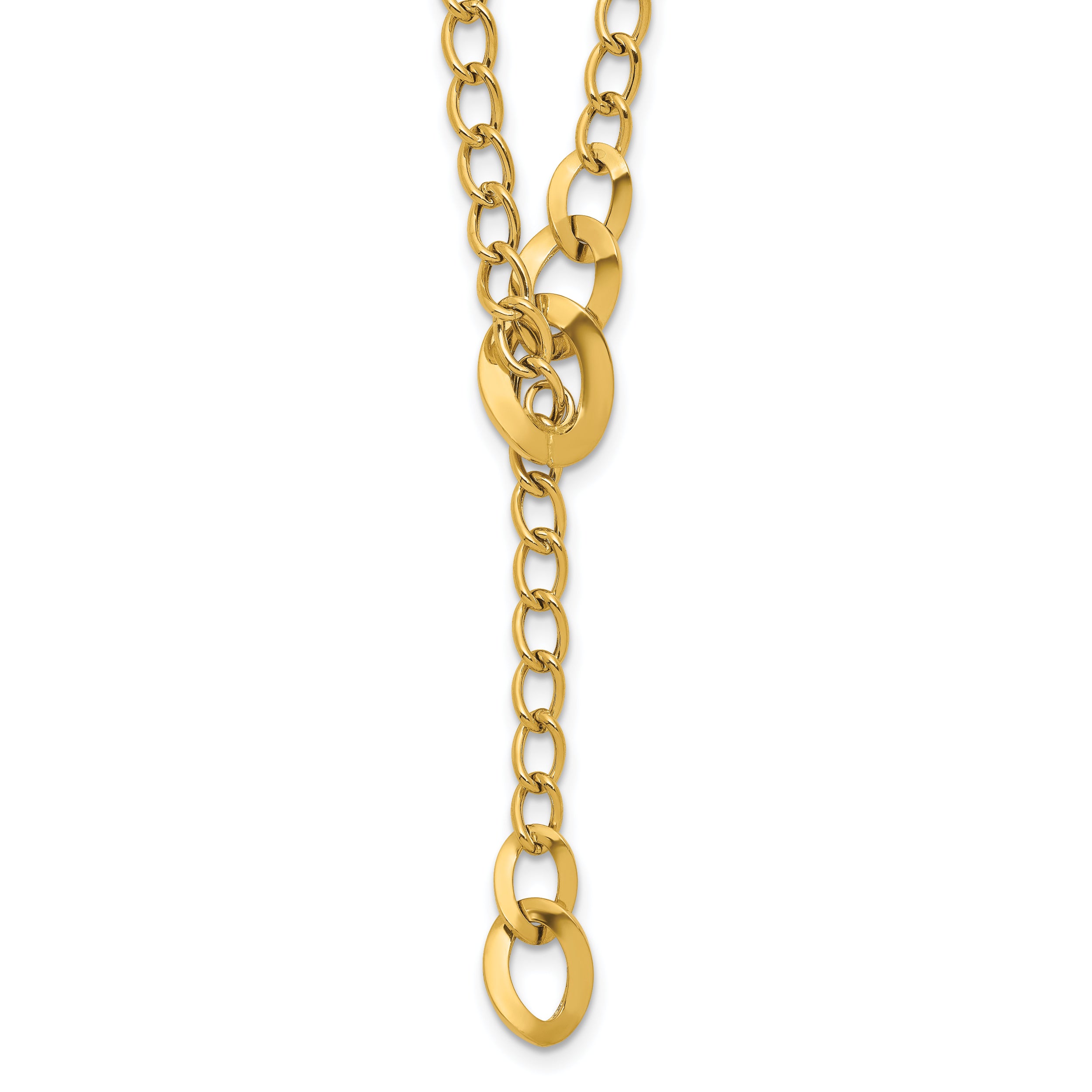 14K Polished Fancy Curb Link Lariat Necklace