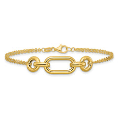 14K Polished Fancy Two-Strand Mixed Links Bracelet