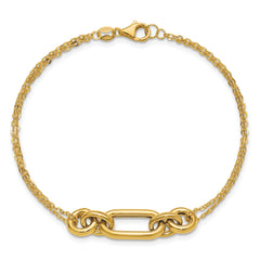 14K Polished Fancy Two-Strand Mixed Links Bracelet