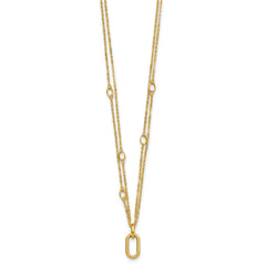 14K Polished Fancy Two-Strand Link Necklace