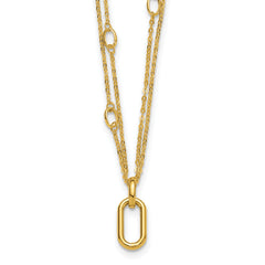 14K Polished Fancy Two-Strand Link Necklace