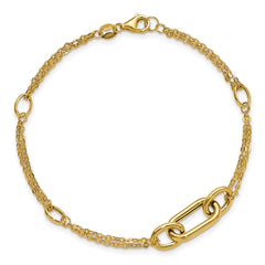 14K Polished Fancy Two-Strand Link Bracelet