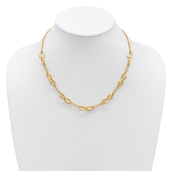 14K Polished and Brushed 2-Strand Navette Link Necklace