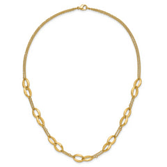14K Polished and Brushed 2-Strand Navette Link Necklace