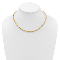 14K Polished and Satin 4.2mm Fancy Link Necklace