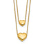 14K Polished Two-Strand Hearts with 1 Inch Ext. Necklace