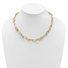14K Two-tone Polished Tapered Oval Link Necklace
