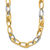 14K Two-tone Polished Tapered Oval Link Necklace