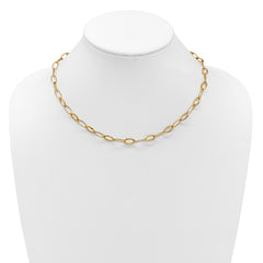 14K Polished Fancy Oval and Navette Link Necklace