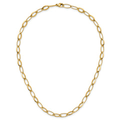 14K Polished Fancy Oval and Navette Link Necklace