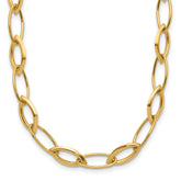 14K Polished Fancy Oval and Navette Link Necklace