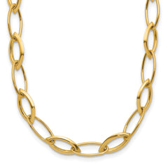 14K Polished Fancy Oval and Navette Link Necklace