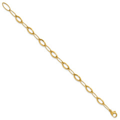 14K Polished Fancy Oval and Navette Link Bracelet