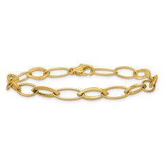 14K Polished Fancy Oval and Navette Link Bracelet