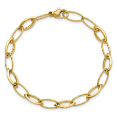 14K Polished Fancy Oval and Navette Link Bracelet